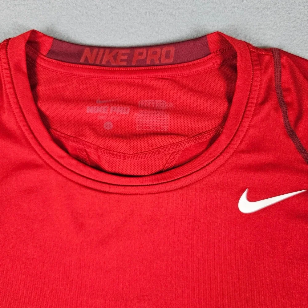Nike Pro Base Layer Shirt Mens Extra Large Red Long Sleeve Fitted Dri-Fit Crew